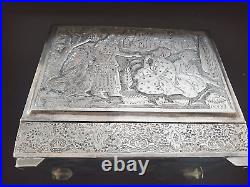 Beautiful Antique Middle Eastern Silver Figural Box By Parvaresh