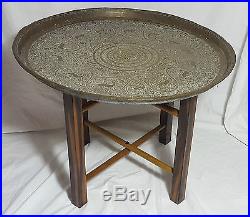 Beautiful Large Middle Eastern Brass Tray Table