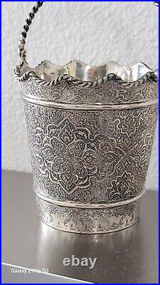 Beautiful Middle Eastern Solid Silver Medium Ice Bucket By Zoofan