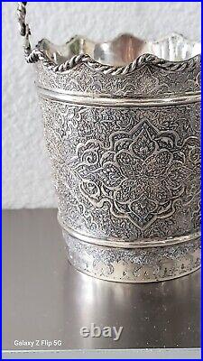 Beautiful Middle Eastern Solid Silver Medium Ice Bucket By Zoofan