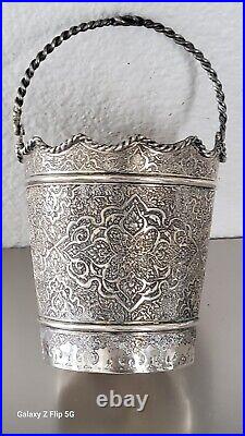 Beautiful Middle Eastern Solid Silver Medium Ice Bucket By Zoofan