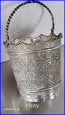 Beautiful Middle Eastern Solid Silver Medium Ice Bucket By Zoofan