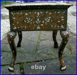 Beautiful Rare Antique Islamic Wooden Inlaid Side Table With Drawer