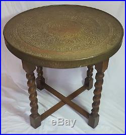 Beautiful Vintage Middle Eastern Brass Tray Table