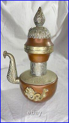 Brass Metal Middle Eastern Ornate Dallah Dragon Coffee Tea Pot Turkish Handmade