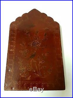 Breathtaking Quality Antique Persian Qajar Islamic Hand Painted Wooden Mirror