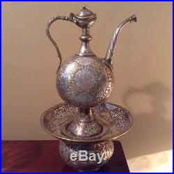 Cairoware Ewer And Basin. Silver, Copper, Brass