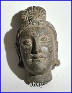 Circa Near Eastern Beautifully Carved Gandharan Black Stone Head 15cmm