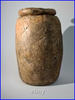 Circa Near Eastern Cuneiform Clay Jar With Cap Tablet With Early Form Of Writing