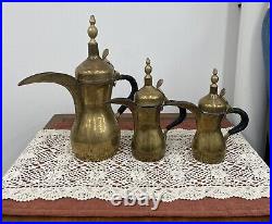 Coffee Dallah Pot Brass Antique Middle Islamic Arabic Eastern Vintage Tea Set