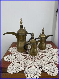 Coffee Dallah Pot Brass Antique Middle Islamic Arabic Eastern Vintage Tea Set