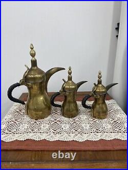 Coffee Dallah Pot Brass Antique Middle Islamic Arabic Eastern Vintage Tea Set