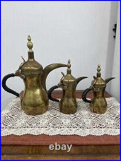 Coffee Dallah Pot Brass Antique Middle Islamic Arabic Eastern Vintage Tea Set