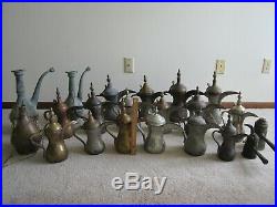 Collection of Antique Islamic Bedouin Arabic Dallah Coffee Pot Vessels & Ewers