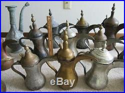 Collection of Antique Islamic Bedouin Arabic Dallah Coffee Pot Vessels & Ewers