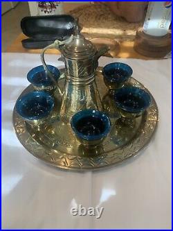 Dallah Coffee Tea Set Brass Arabic Islamic Middle Eastern Egyptian Vintage rare