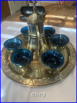 Dallah Coffee Tea Set Brass Arabic Islamic Middle Eastern Egyptian Vintage rare