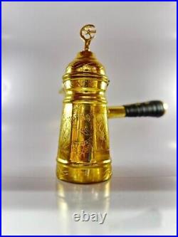 Dallah Islamic Vintage Brass Arabic Coffee Syria Design Handmade Copper Carved