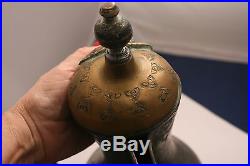 EARLY 18C Antique ISLAMIC Tinned Silvered Copper and Brass Dallah Coffee Pot
