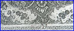 Early Persian Islamic Silver Tray with Dragons + 22 Paradise birds solid silver