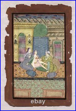 Early to Mid 19th C Persian Erotic Miniature Painting, Detailed, On Book Page