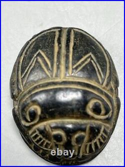 Egyptian Stone Scarab With Inscriptions Seal Amulet Bead