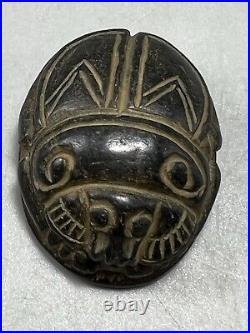 Egyptian Stone Scarab With Inscriptions Seal Amulet Bead