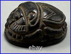 Egyptian Stone Scarab With Inscriptions Seal Amulet Bead