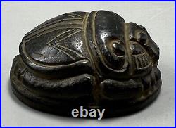 Egyptian Stone Scarab With Inscriptions Seal Amulet Bead