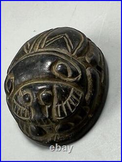 Egyptian Stone Scarab With Inscriptions Seal Amulet Bead