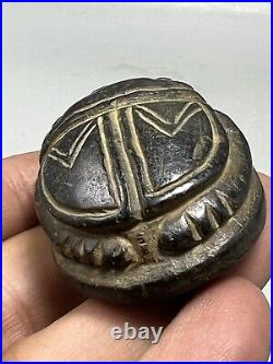 Egyptian Stone Scarab With Inscriptions Seal Amulet Bead