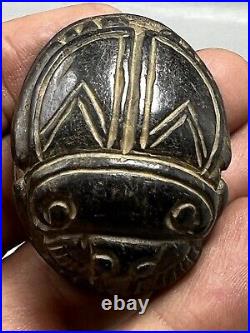 Egyptian Stone Scarab With Inscriptions Seal Amulet Bead