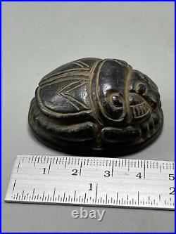 Egyptian Stone Scarab With Inscriptions Seal Amulet Bead