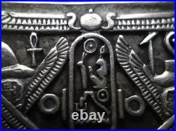 Egyptian revival Silver Box motif scenes Seth Horus Falcon God Ankh Hieroglyphic