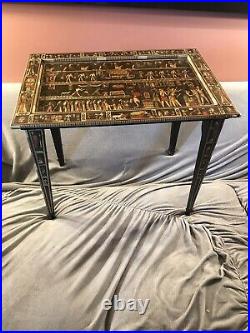 Egyptian revival inlaid occasional table 1979