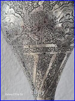 Exceptional Antique Solid Silver Middle Eastern Vase By Maaster Jafar