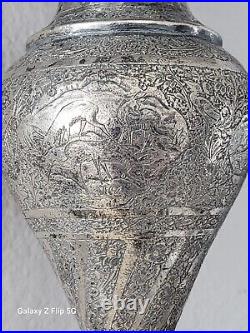 Exceptional Antique Solid Silver Middle Eastern Vase By Maaster Jafar