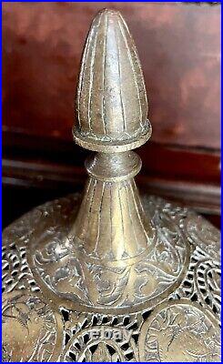 Exceptional Rare Antique Pierced Brass Incense Bowl, Persian, Early 19th Century