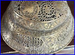 Exceptional Rare Antique Pierced Brass Incense Bowl, Persian, Early 19th Century