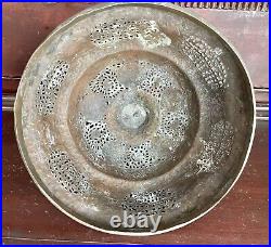 Exceptional Rare Antique Pierced Brass Incense Bowl, Persian, Early 19th Century