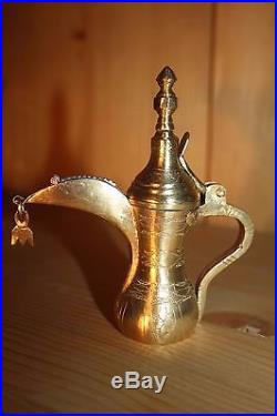 Extremely rare ornaments Antique Dallah Coffee Pot Middle East Bedouin Brass No3