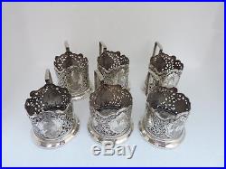 FINEST ANTIQUE PERSIAN ISLAMIC SOLID SILVER TEA GLASS HOLDERS FRENCH MARKS