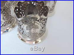 FINEST ANTIQUE PERSIAN ISLAMIC SOLID SILVER TEA GLASS HOLDERS FRENCH MARKS