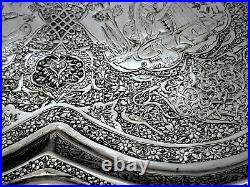 FINEST Antique Persian Style Middle Eastern Islamic Solid Silver Tray by Lahiji