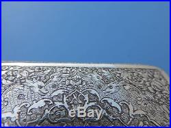 Finest Museum Antique Signed Persian Islamic Solid Silver Cigarette Card Case