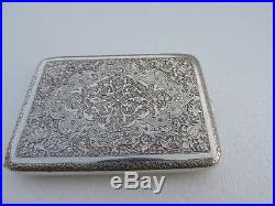 Finest Museum Antique Signed Persian Islamic Solid Silver Cigarette Card Case