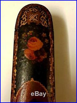 Fine Antique 19th Century Islamic Qajar Papier Mache Qalamdan / Pen Box