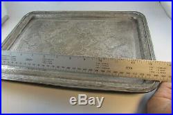 Fine Antique Middle Eastern Persian Islamic Solid Silver Hallmarked Tray 800g