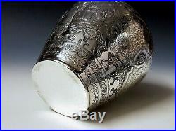 Fine Antique Middle Eastern Qajar Islamic Persian Style Solid Silver Vase 497g