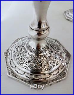 Fine Antique Persian Islamic Solid Silver Candlestick Lustres By Amir Saei 2.2kg